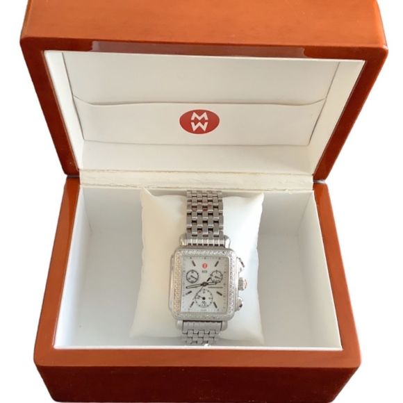 Michele Accessories - Michele Deco Stainless Steel Watch with Diamonds B33469SS  SEND OFFERS
